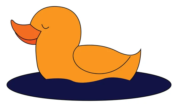 Small Cute Duck Sleeping Still Water Vector Color Drawing Illustration — Stock Vector