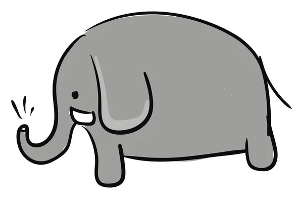 Retrato Elefante Pequeno Com Água Seu Desenho Ilustração Cor Vetor —  Vetores de Stock