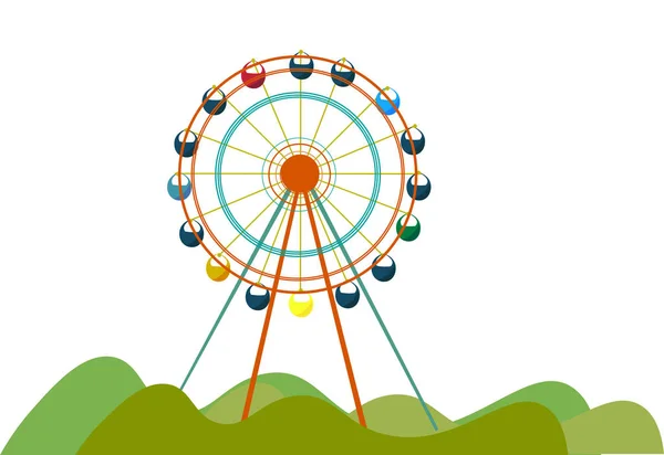 Une Grande Roue Géante Dans Parc Pour Que Les Enfants — Image vectorielle