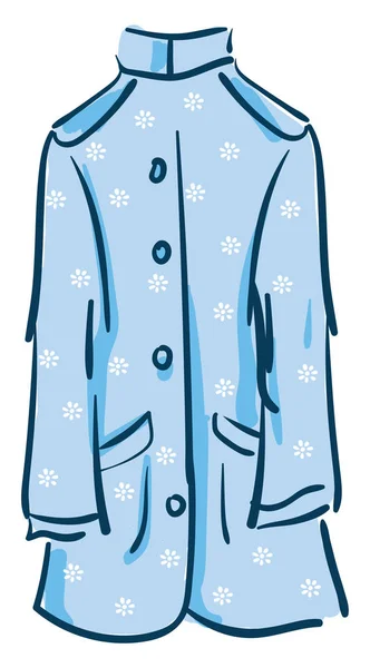 Ein Langer Mantel Blauer Farbe Mit Floralen Mustern Knöpfe Und — Stockvektor