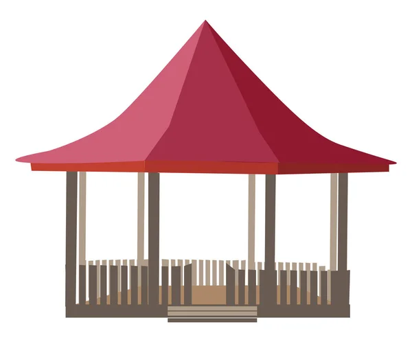 Dobrze Zbudowany Altanka Drewnie Czerwonym Dachem Rysunek Kolor Rysunku Lub — Wektor stockowy