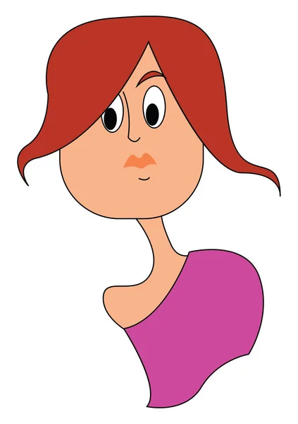 一个穿着粉红色连衣裙和宽松的头发矢量彩色绘图或插图的年轻女孩 — 图库矢量图片