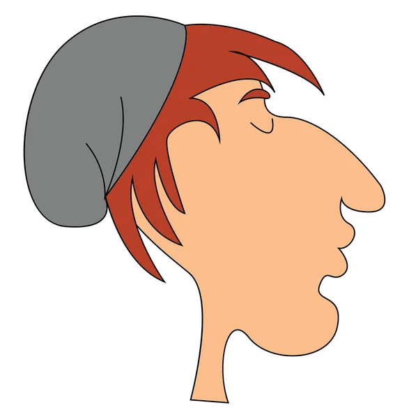 Homme Paresseux Aux Cheveux Roux Portant Chapeau Gris Dessin Illustration — Image vectorielle