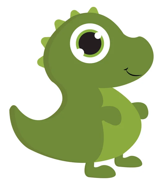 Ένα Χαριτωμένο Μικρό Πράσινο Μωρό Δεινόσαυρος Κέρατα Διάνυσμα Χρώμα Σχέδιο — Διανυσματικό Αρχείο