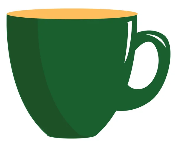 Eine Niedliche Grüne Tasse Mit Orangefarbener Vektorfarbenzeichnung Oder Illustration — Stockvektor