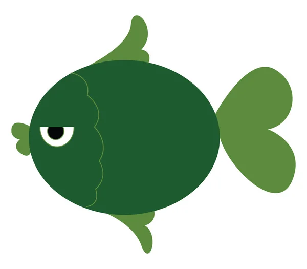 Poisson Vert Paresseux Vecteur Couleur Dessin Illustration — Image vectorielle