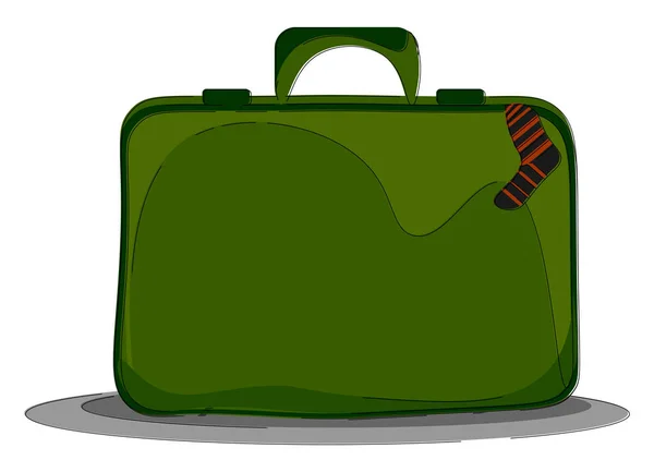 ベクトルカラーの絵やイラストの外側に貼り付いた靴下でスーツケースを持ち運びやすいグリーン — ストックベクタ