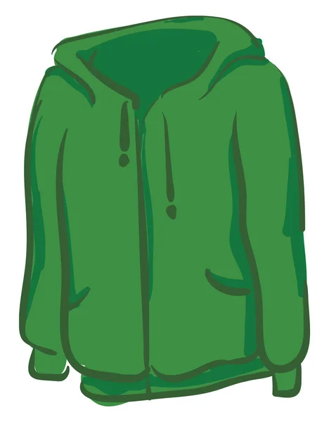 一个大的温暖绿色连帽式矢量彩色绘图或插图 — 图库矢量图片