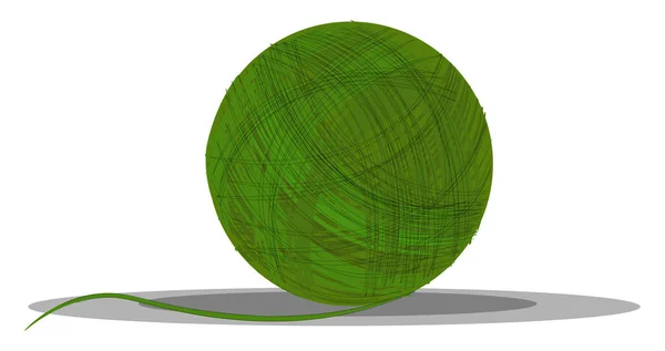 Piłka Zielonej Przędzy Wykonane Bawełny Kolor Wektor Rysunek Lub Ilustracji — Wektor stockowy