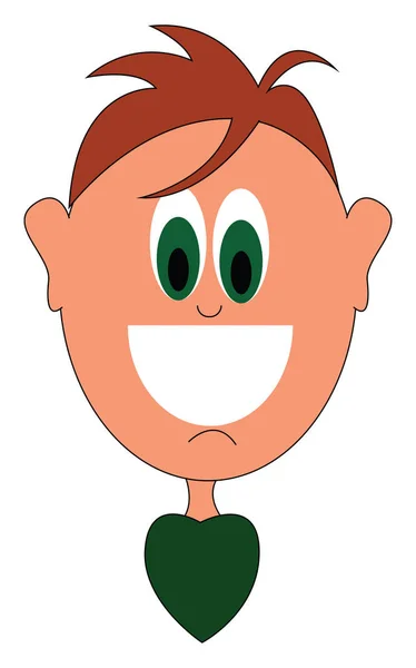 Портрет Щасливого Хлопця Зеленими Очима Зеленою Сорочкою Векторний Кольоровий Малюнок — стоковий вектор
