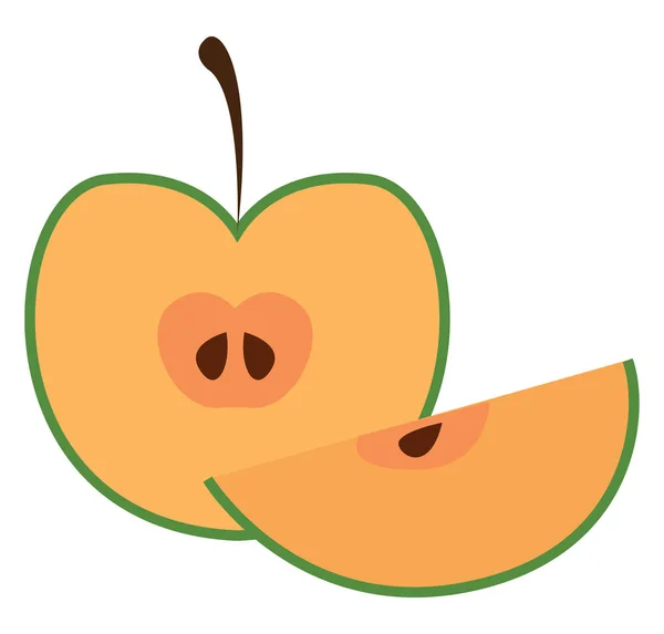 Una Manzana Verde Cortada Dos Está Lista Para Servir Dibujo — Vector de stock