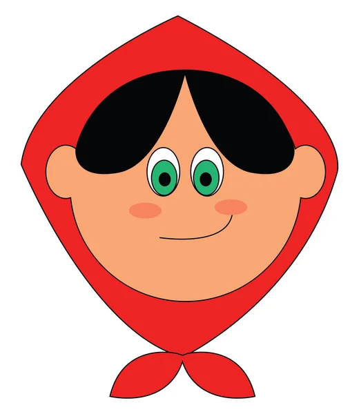 一个快乐的小女孩 头上围着红领巾 画彩色画图或插图 — 图库矢量图片