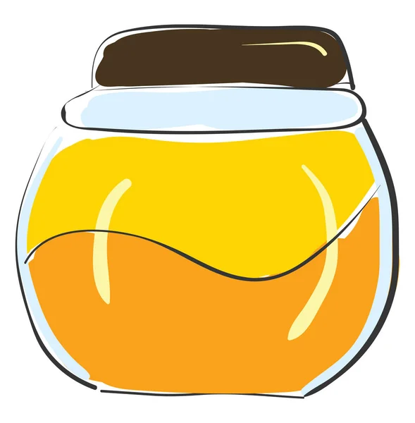 Süßer Honig Einem Glasbehälter Mit Einem Geschlossenen Deckelvektor Farbzeichnung Oder — Stockvektor
