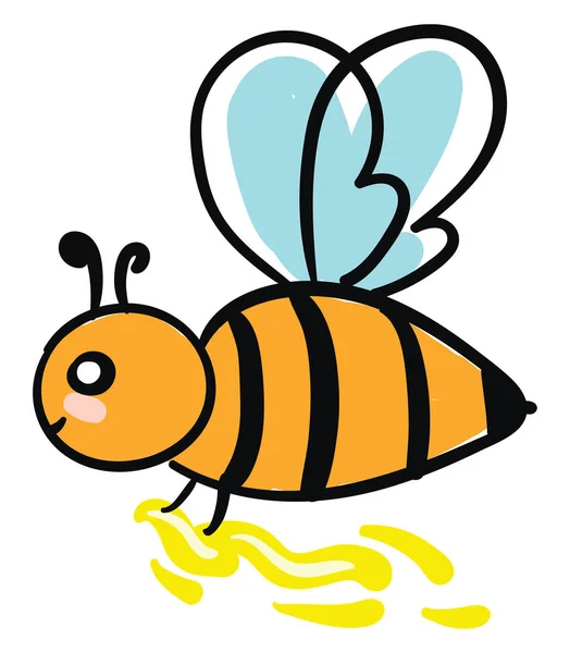 单一蜜蜂与蜂蜜在其梳子矢量颜色绘图或插图 — 图库矢量图片