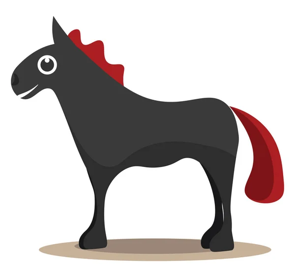 Cavalo Preto Alto Com Desenho Ilustração Vermelho Brilhante Cor Vetor —  Vetores de Stock