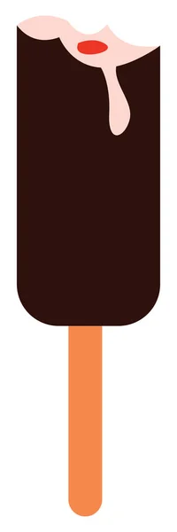 Helado Palo Sabor Chocolate Que Medio Comido Dibujo Color Vectorial — Archivo Imágenes Vectoriales