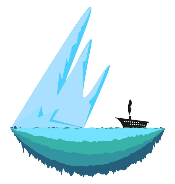 Grand Pointu Berg Glace Navire Voyageant Vers Lui Dessin Vectoriel — Image vectorielle