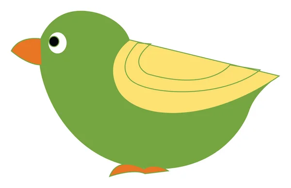 Een Kleine Groene Vogel Met Gele Veren Vector Kleur Tekening — Stockvector