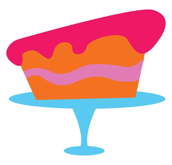Een Beetje Roze Taart Met Roze Crème Het Vector Kleur — Stockvector