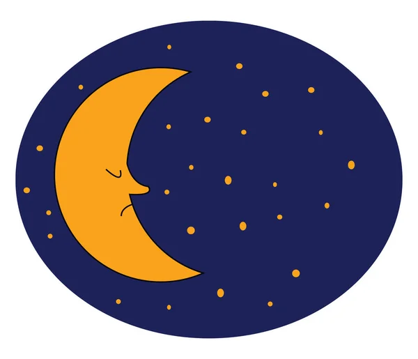 Uma Lua Meia Crescente Céu Azul Com Muitas Estrelas Nele — Vetor de Stock
