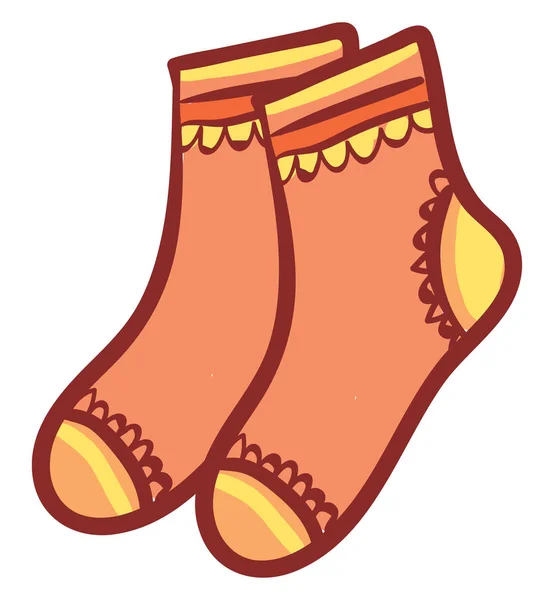 Une Paire Chaussettes Couleur Orange Avec Dessins Vectoriels Dessin Couleur — Image vectorielle