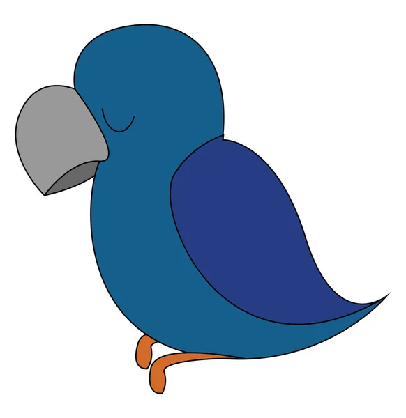Papoušek Modré Barvě Který Spí Vektorová Barevná Kresba Nebo Ilustrace — Stockový vektor