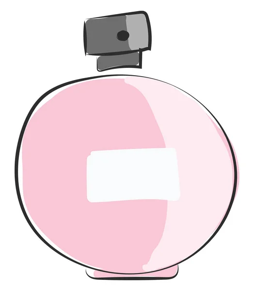 粉红色矢量彩色绘图或插图的圆形香水瓶 — 图库矢量图片