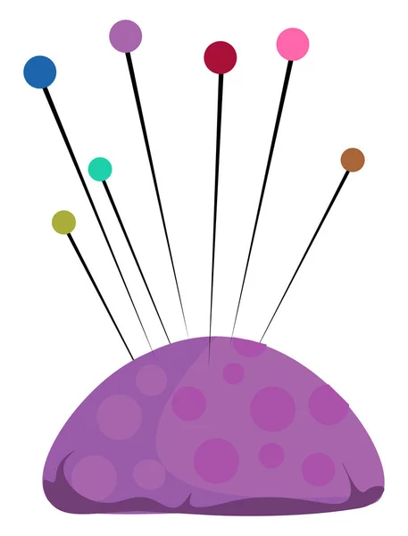 五颜六色的紫色垫子 带有大量彩色针脚 矢量彩色绘图或插图 — 图库矢量图片