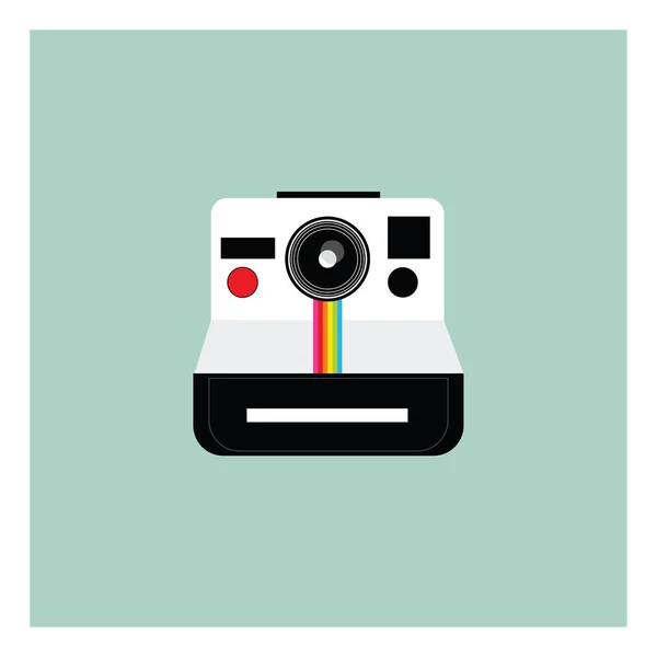 Uma Câmera Polaroid Olhar Moderno Prata Preto Cor Vetorial Desenho — Vetor de Stock