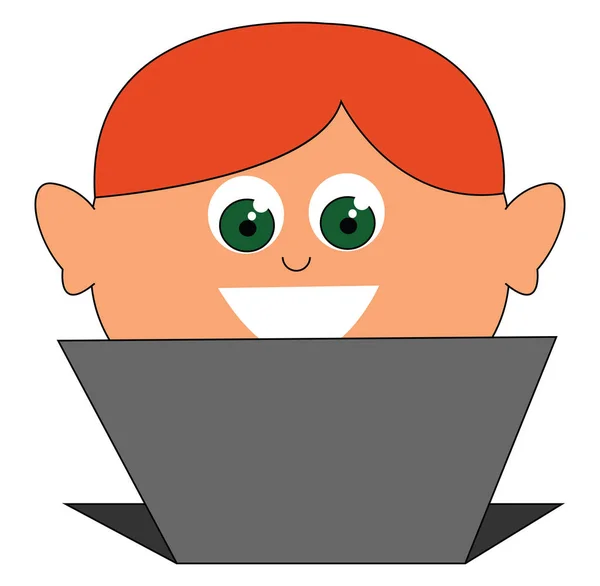 Молодий Геніальний Програміст Рудим Волоссям Зеленими Очима Векторний Кольоровий Малюнок — стоковий вектор