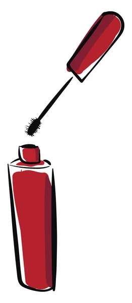 Ein Kleines Rotes Fläschchen Mascara Für Augenvektorfarbenzeichnung Oder Illustration — Stockvektor