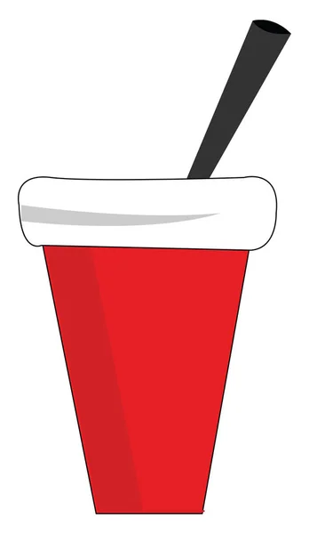 Una Bebida Roja Una Taza Hermosa Práctica Con Dibujo Ilustración — Vector de stock