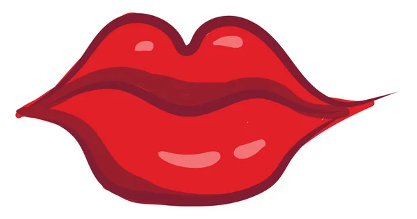 Een Schattige Rode Lippen Glimlachen Vector Kleur Tekening Illustratie — Stockvector