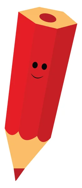 幸せな小さな赤い鉛筆ベクトルカラー描画やイラスト — ストックベクタ