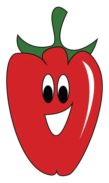 Eine Lächelnde Glückliche Rote Paprika Vektor Farbzeichnung Oder Illustration — Stockvektor