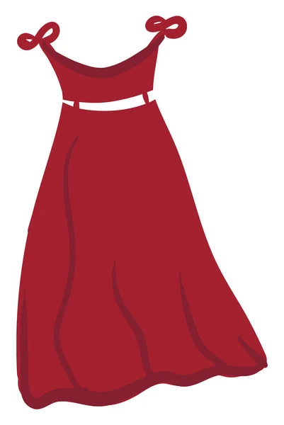 Ένα Όμορφο Κόκκινο Μακρύ Φόρεμα Διανυσματικό Χρώμα Σχέδιο Απεικόνιση — Διανυσματικό Αρχείο