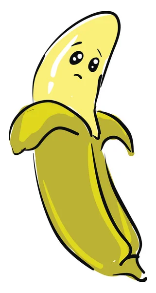 Triste Amarelo Estampado Banana Aberta Vetor Cor Desenho Ilustração — Vetor de Stock