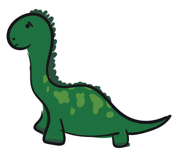 一个悲伤的大绿色恐龙与角矢量彩色绘图或插图 — 图库矢量图片