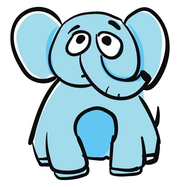 Elefante Azul Grande Lindo Que Mira Dibujo Ilustración Triste Del — Vector de stock