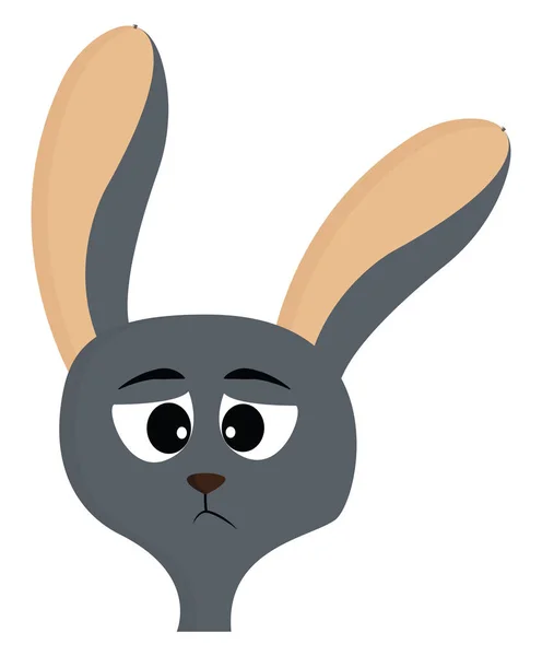 Ein Traurig Aussehendes Graues Kaninchen Mit Zwei Großen Ohren Vektorfarbzeichnung — Stockvektor