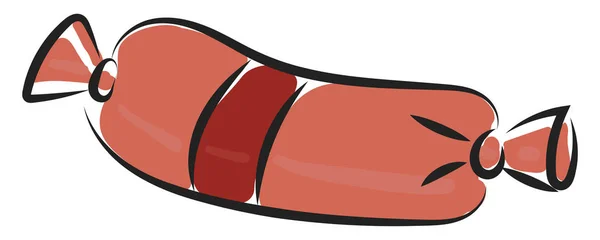 Une Savoureuse Saucisse Rouge Prête Manger Dessin Couleur Vectoriel Illustration — Image vectorielle