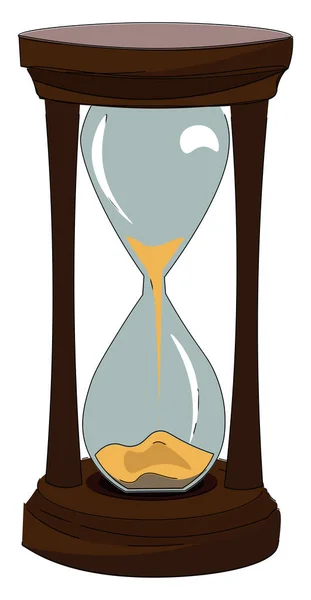 Reloj Arena Moderno Hecho Vidrio Marco Madera Vector Color Dibujo — Vector de stock