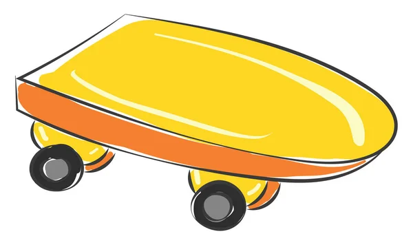 Uno Skateboard Colore Giallo Con Due Ruote Esso Disegno Colori — Vettoriale Stock