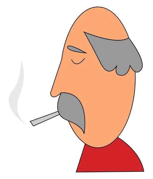 Vektör Renk Çizim Veya Illüstrasyon Sigara Beyaz Saçlı Bir Oldman — Stok Vektör