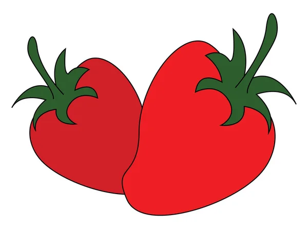 Ein Paar Erdbeeren Roter Farbe Ohne Flecken Darauf Vektorfarbenzeichnung Oder — Stockvektor