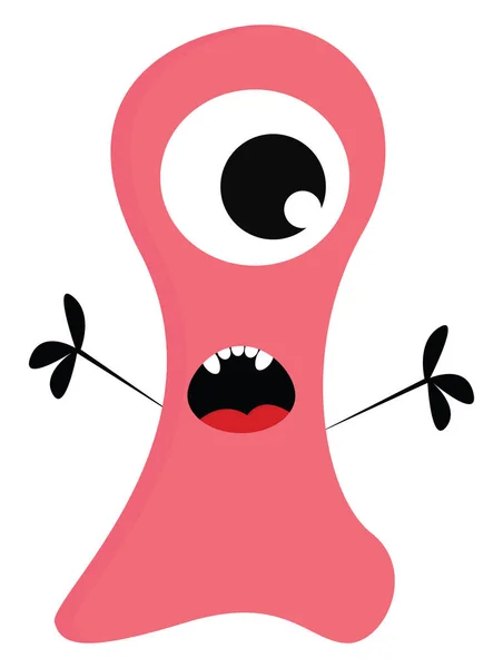 Surprised Pink Monster Single Eyes Its Mouth Wide Open Vector — Stock Vector