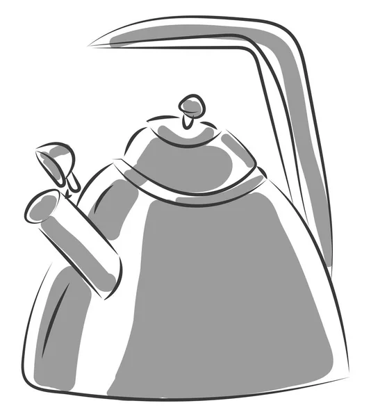 Великий Чайний Горщик Сріблі Довгою Ручкою Щоб Нести Векторний Кольоровий — стоковий вектор