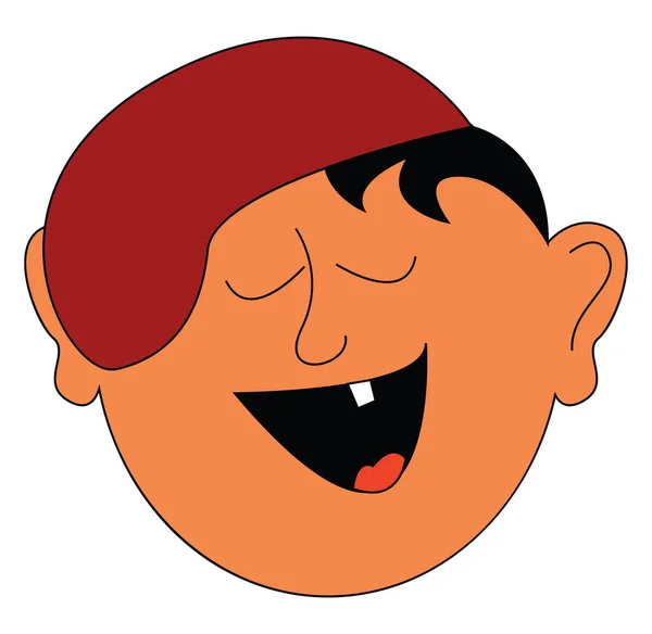 Niño Pequeño Riendo Voz Alta Mostrando Dibujo Ilustración Color Solo — Vector de stock