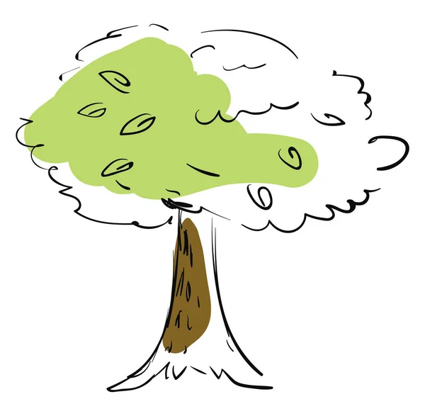 Croquis Grossier Arbre Moitié Peint Dessin Illustration Couleur Vectorielle — Image vectorielle