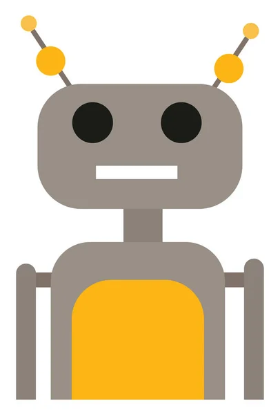 Robot Gris Tecnología Moderna Con Diseños Amarillos Con Dos Antenas — Archivo Imágenes Vectoriales